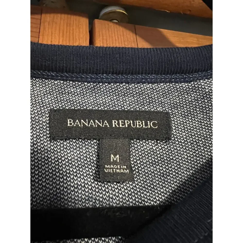 Banana Republic Men's Birdseye Crewneck Sweater Casual Cotton Navy Blue Size M